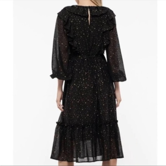 Anthropologie By The River Black Gold Star Print Midi Dress - Picture 14 of 14